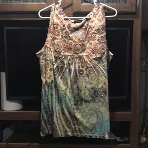 Lane Bryant Patterned Sleeveless Top w/bling